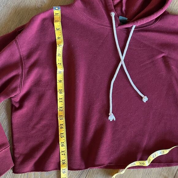 Wild Fable Cropped Hooded Sweatshirt in Merlot - Picture 6 of 8